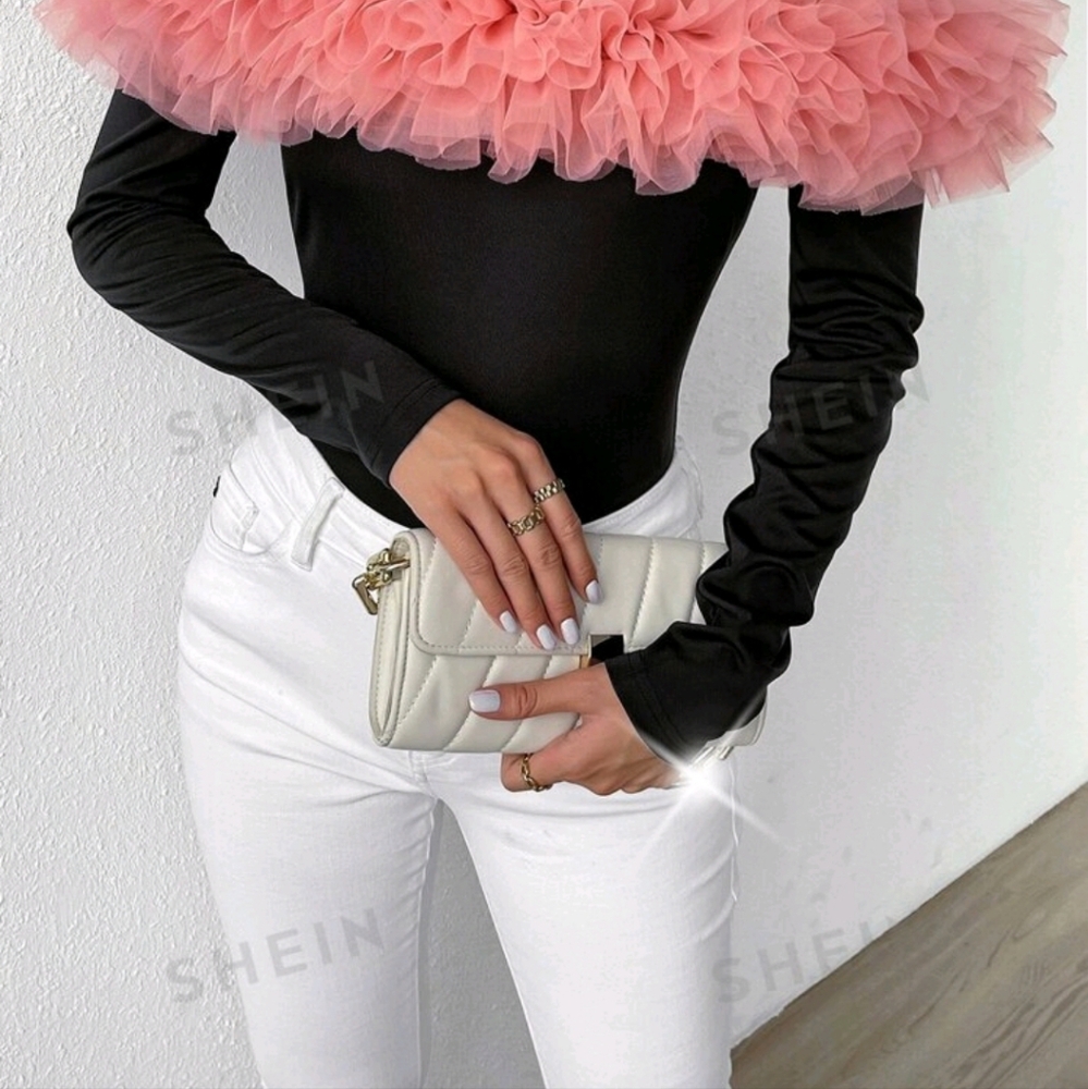 Exaggerated Ruffle Off Shoulder Bodysuit - Picture 3 of 3